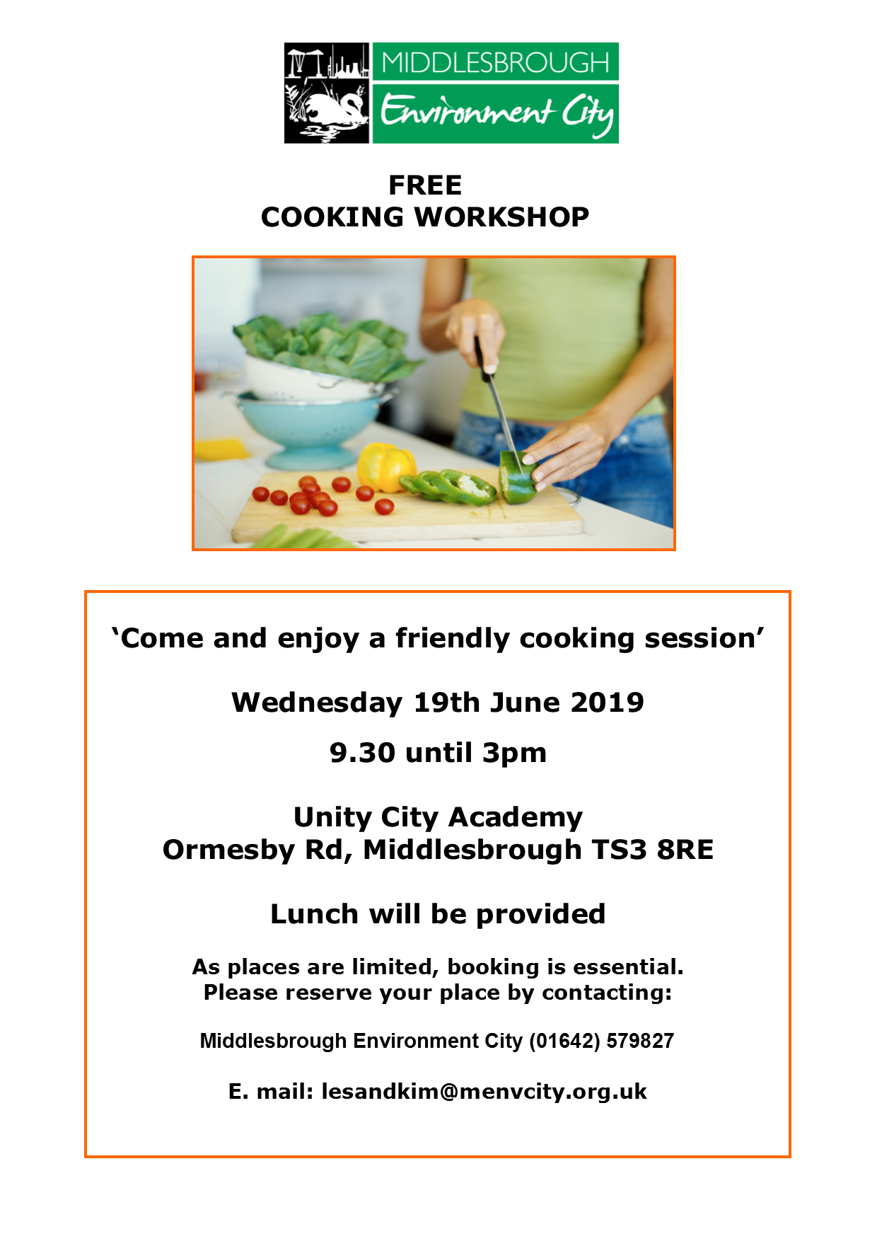 free cooking session middlesbrough